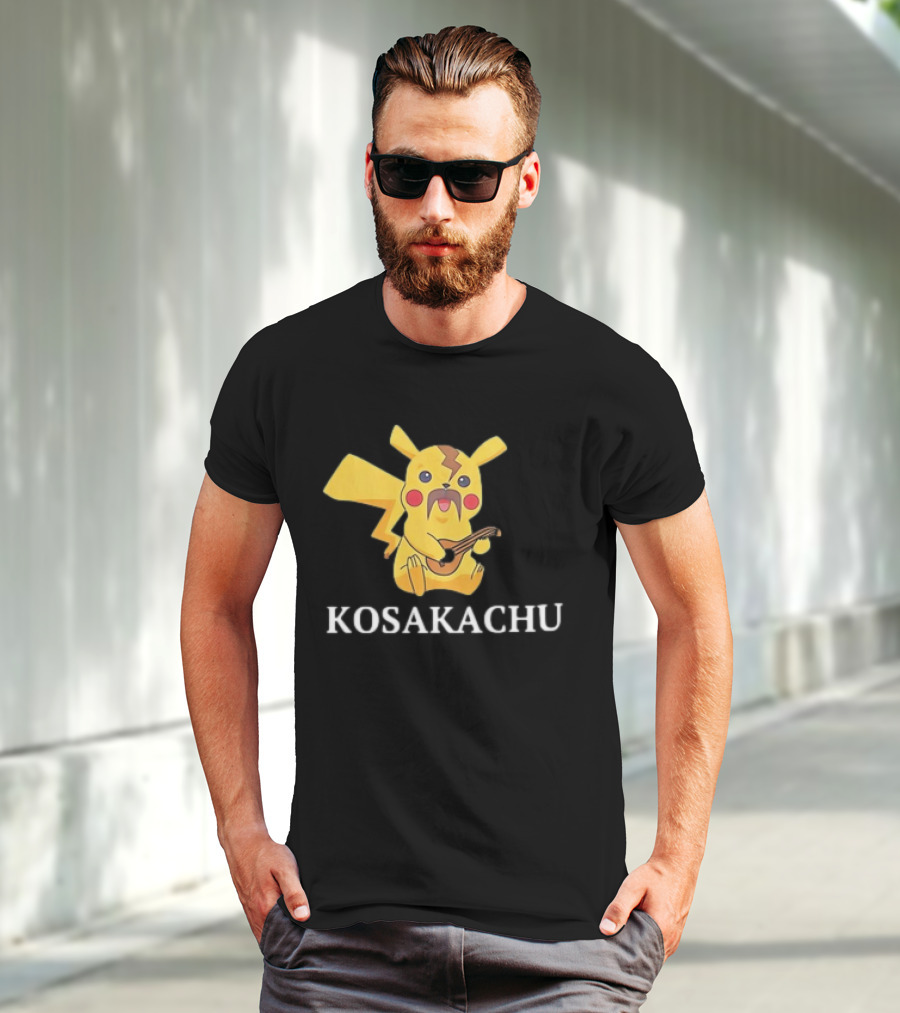 Kosakachu Pikachu Playing Guitar With Moustache T-Shirt