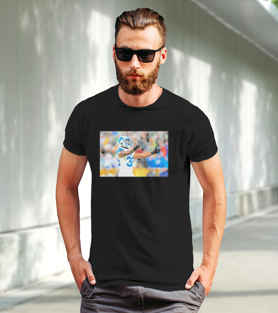Lions Brian Branch Gesture Iconic Football Action T-Shirt