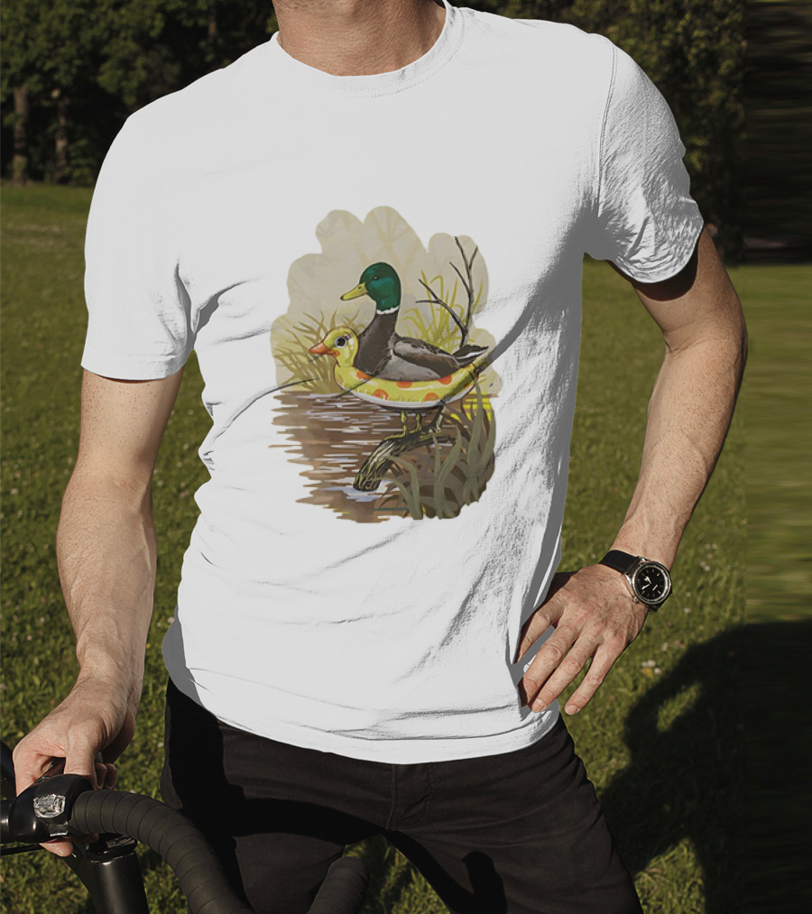 Duck In Training With Swim Ring By Pond T-Shirt