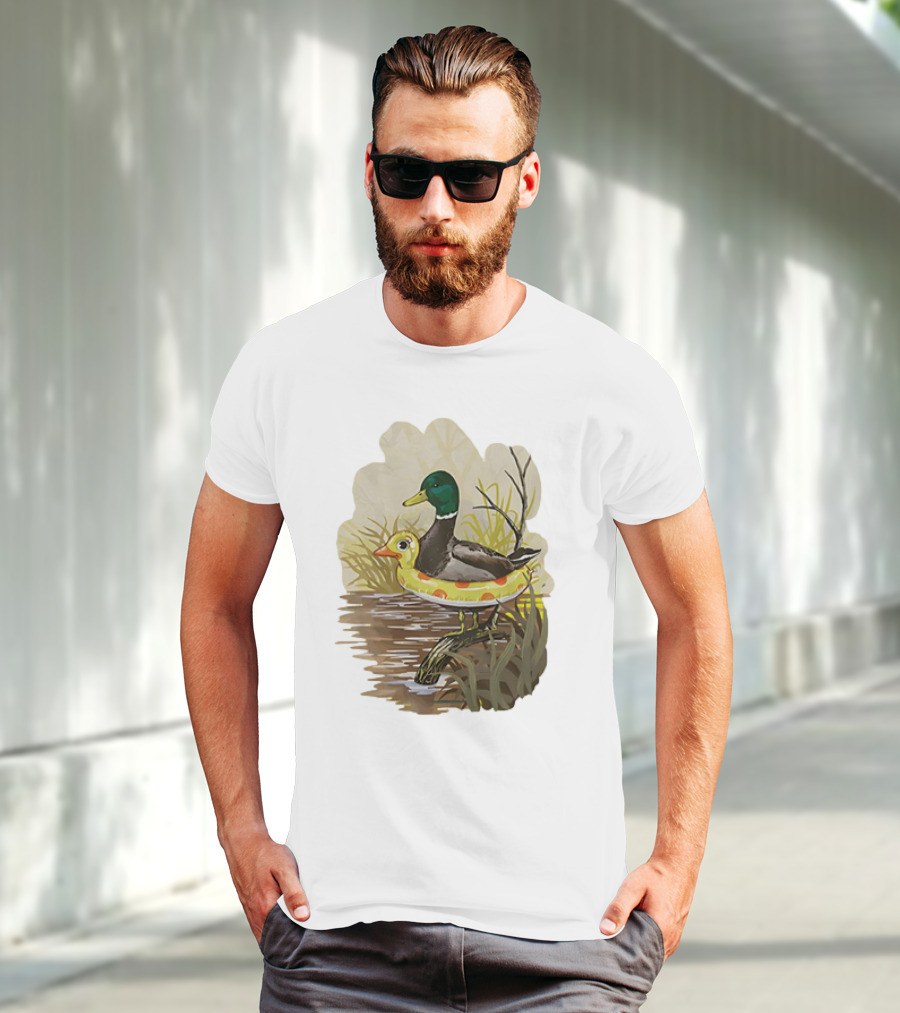Duck In Training With Swim Ring By Pond T-Shirt