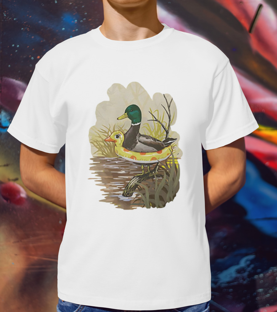 Duck In Training With Swim Ring By Pond T-Shirt