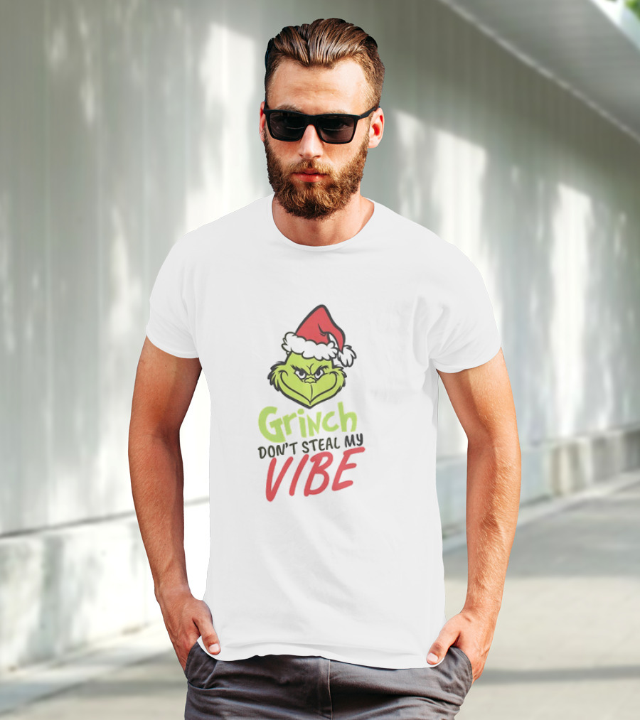 Grinch Don’t Steal My Vibe Christmas Santa Hat T-Shirt