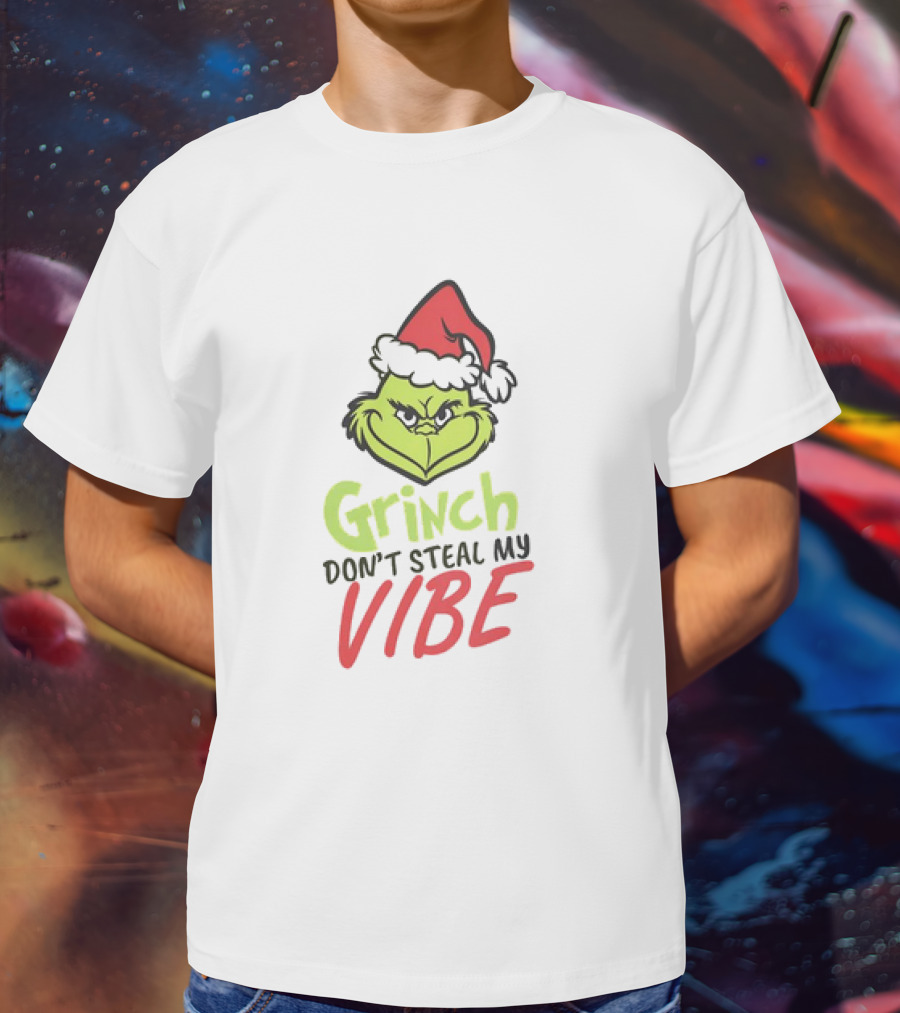 Grinch Don’t Steal My Vibe Christmas Santa Hat T-Shirt