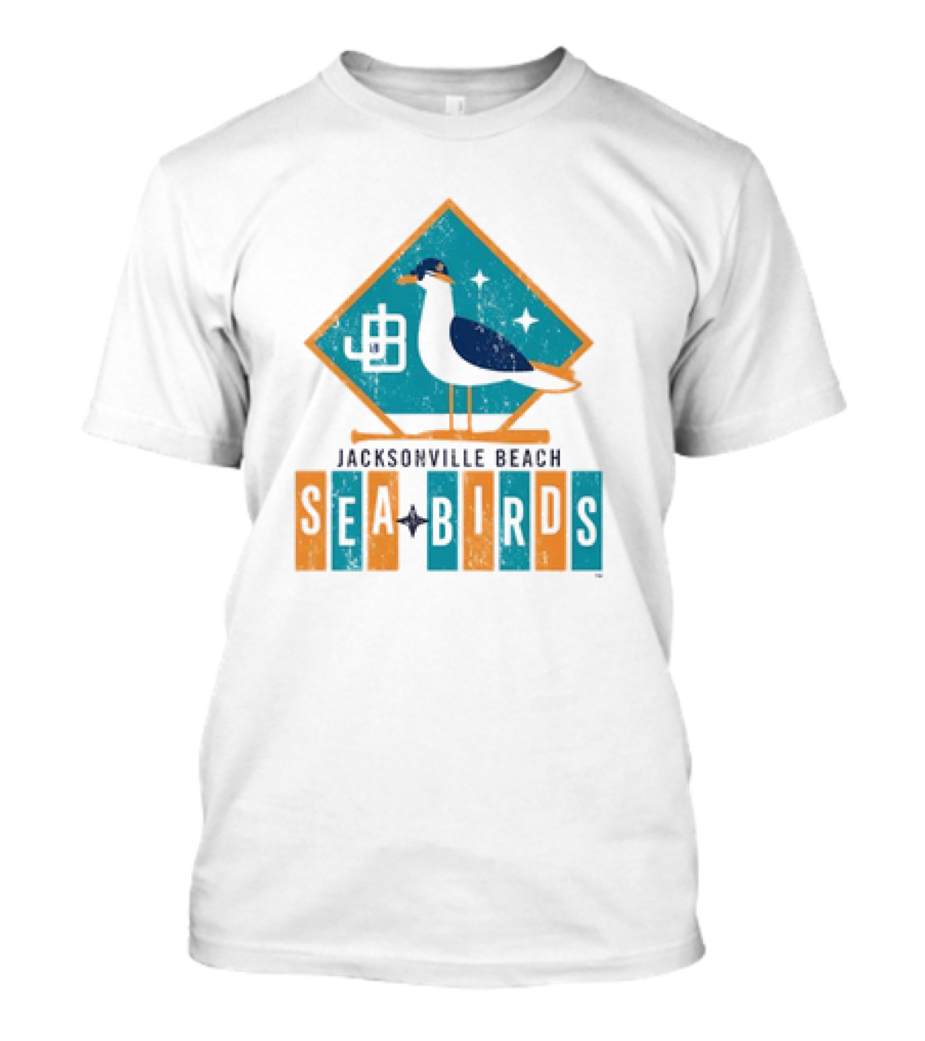 Hometown Collection Jacksonville Beach Sea Birds Logo With Geometric Diamond And Stylized Seagull T-Shirt