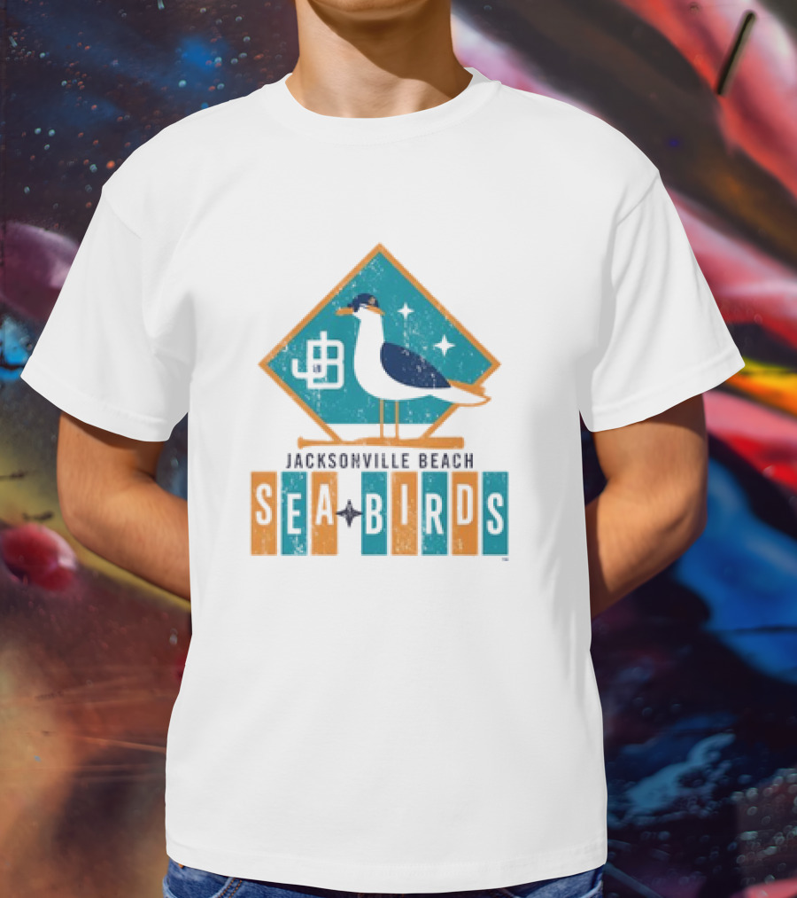 Hometown Collection Jacksonville Beach Sea Birds Logo With Geometric Diamond And Stylized Seagull T-Shirt