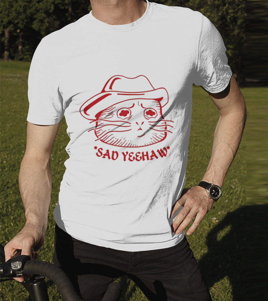 Sad Cat In Cowboy Hat Sad Yeehaw T-Shirt