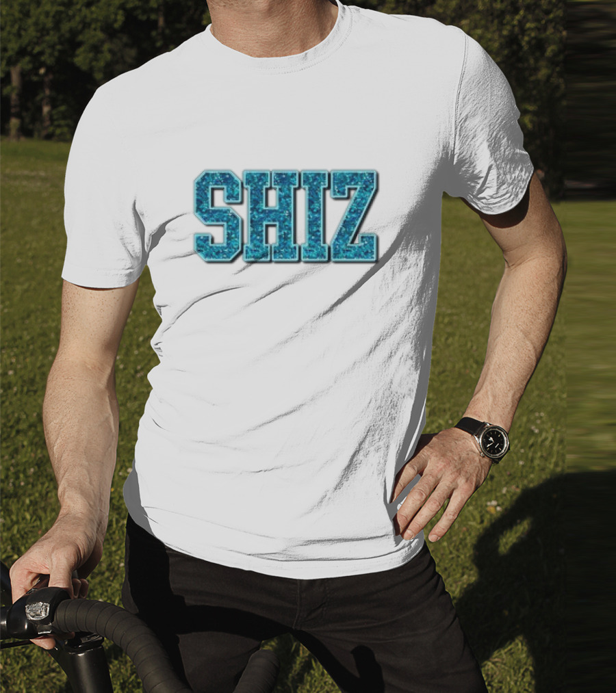 SHIZ Glitter Bold Blue Text T-Shirt