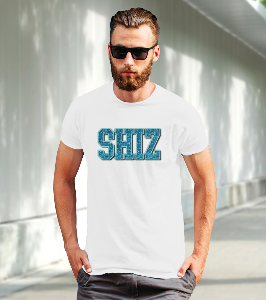 SHIZ Glitter Bold Blue Text T-Shirt