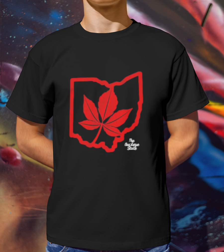 Ohio Red Buckeye Leaf State Charcoal T-Shirt