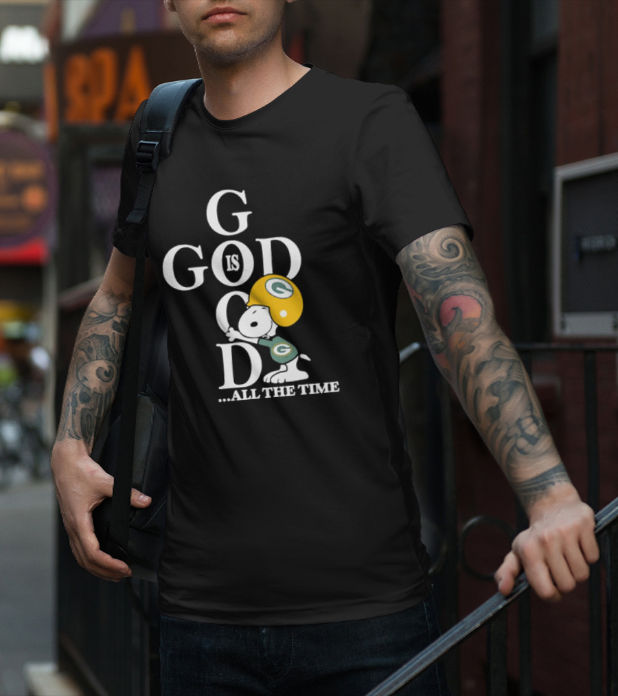 Green Bay Packers Snoopy God Is Good All The Time Football Helmet T-Shirt
