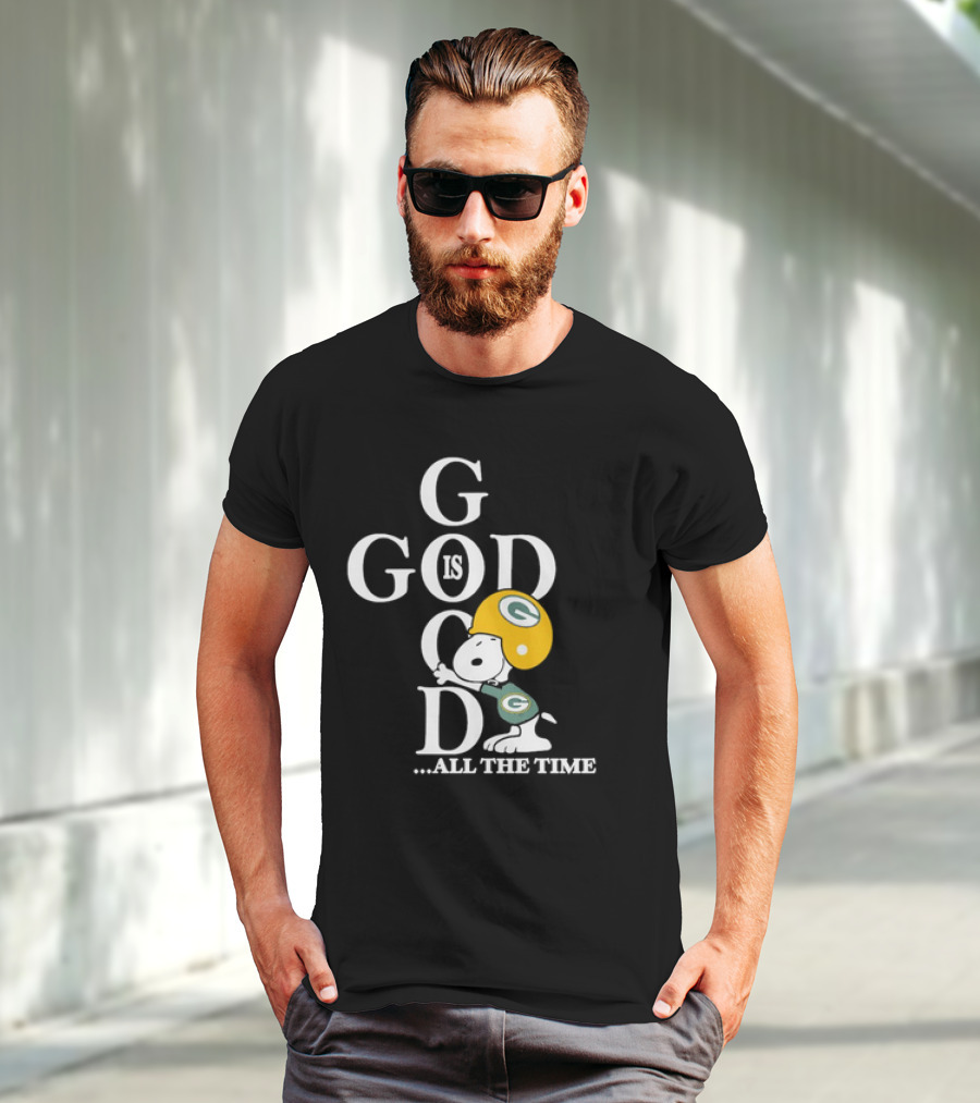 Green Bay Packers Snoopy God Is Good All The Time Football Helmet T-Shirt