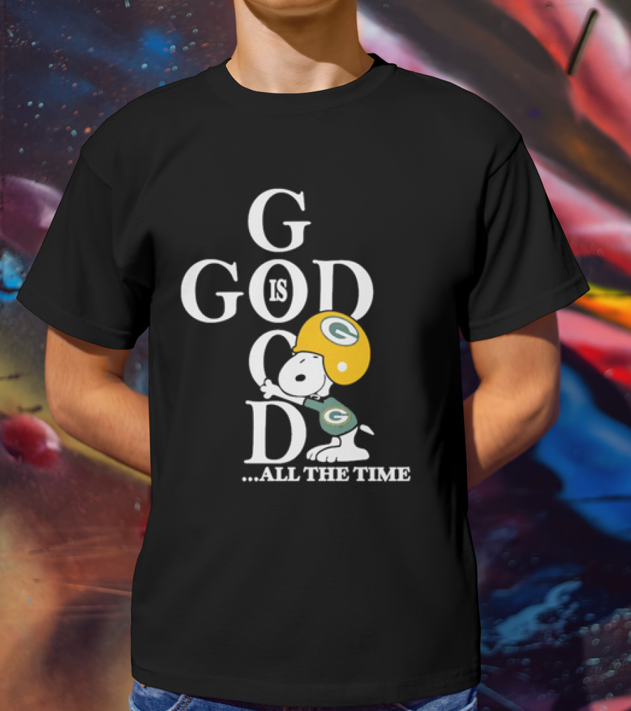 Green Bay Packers Snoopy God Is Good All The Time Football Helmet T-Shirt