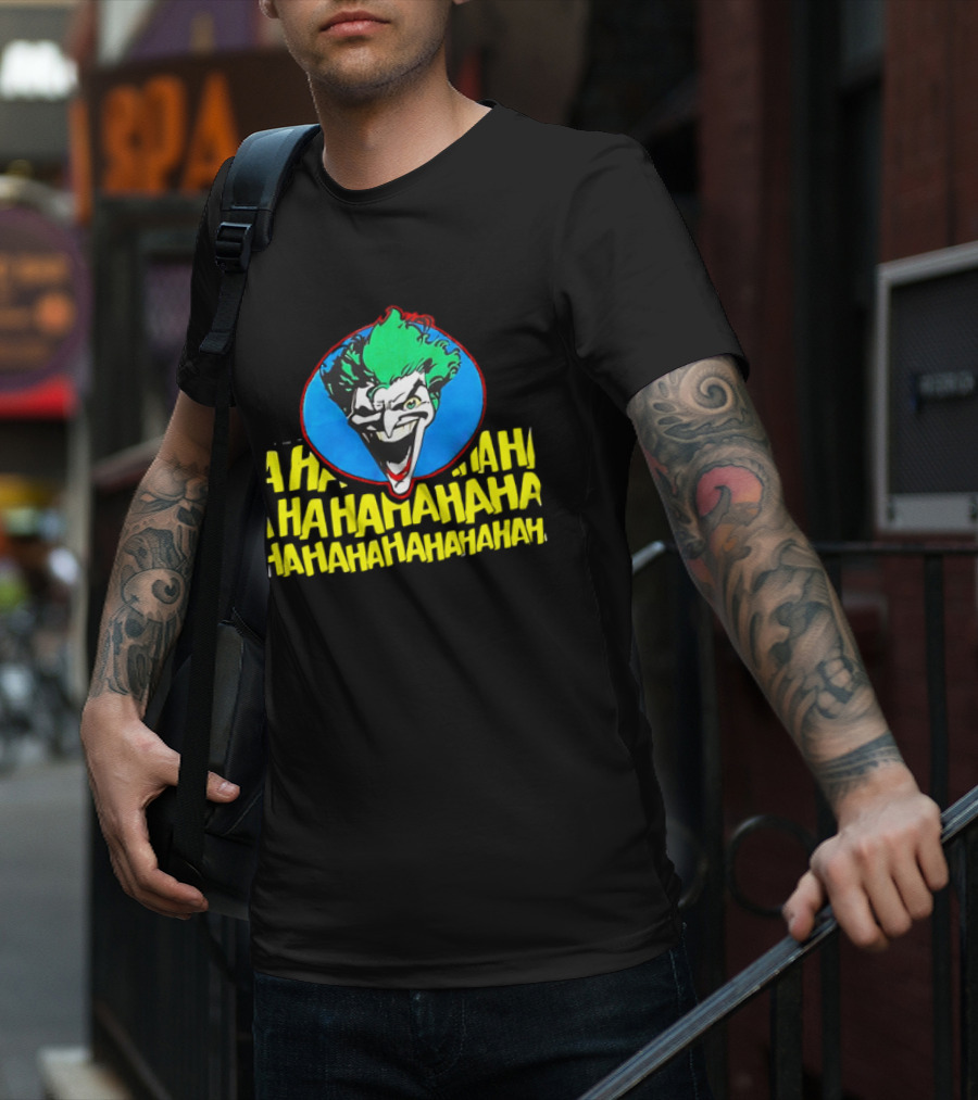 Joker DC Comics 1989 Hahahaha Vintage Iconic Laughing Face And Text T-Shirt
