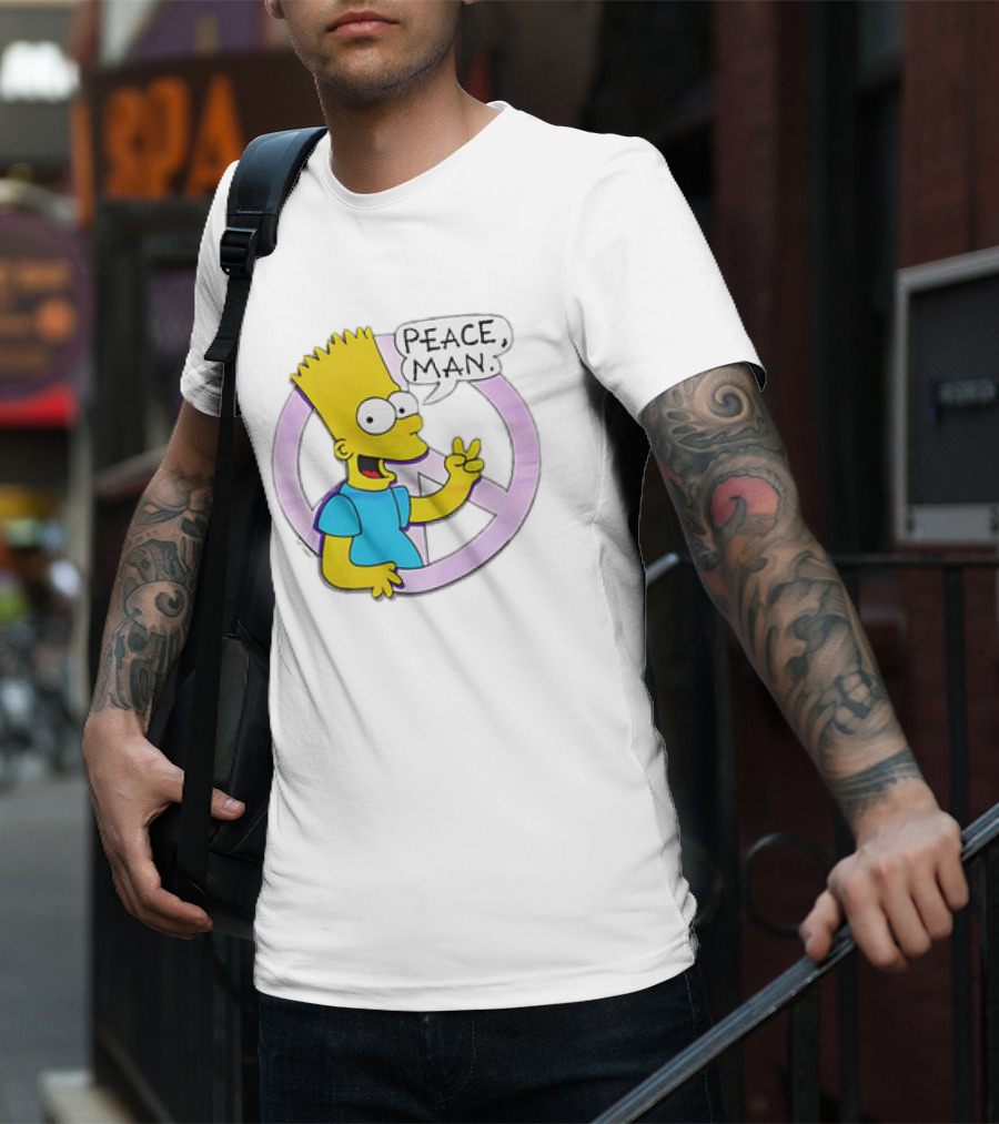Bart Simpson Peace Man Vintage Iconic Character T-Shirt