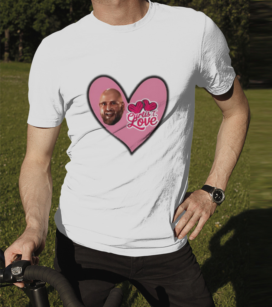 Curtis T Love Heart With Curtis Love Face And Pink Heart T-Shirt
