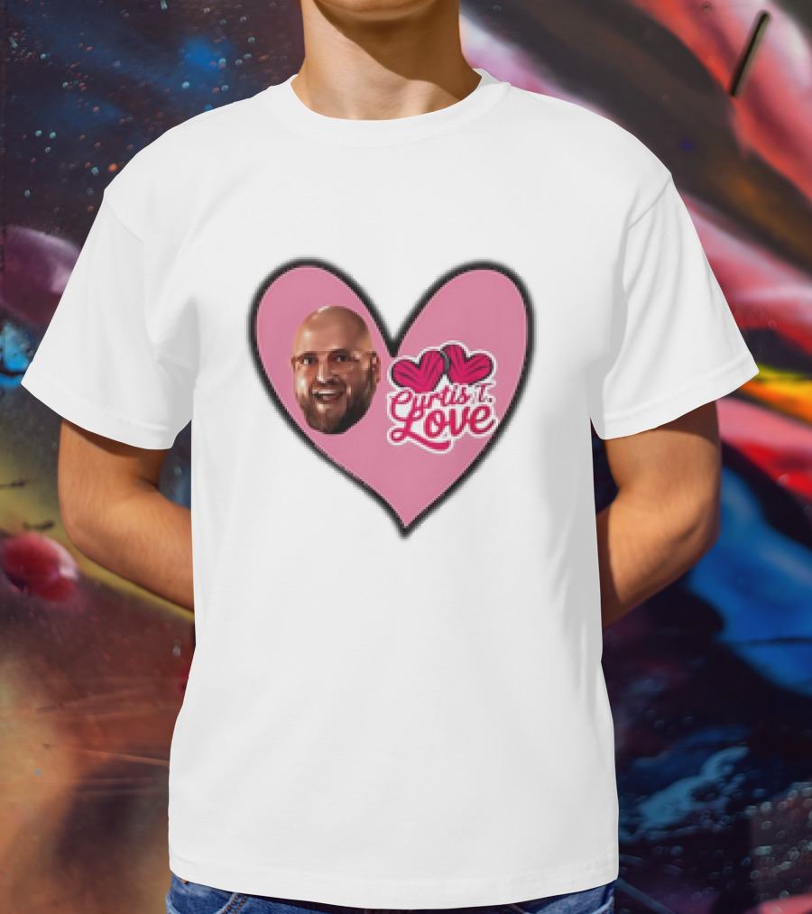 Curtis T Love Heart With Curtis Love Face And Pink Heart T-Shirt