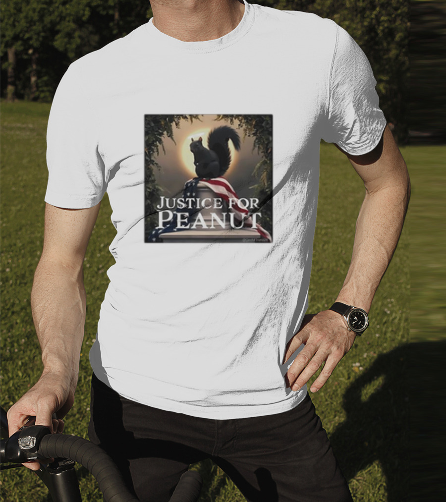 Justice For Peanut The Squirrel With American Flag Iconography T-Shirt