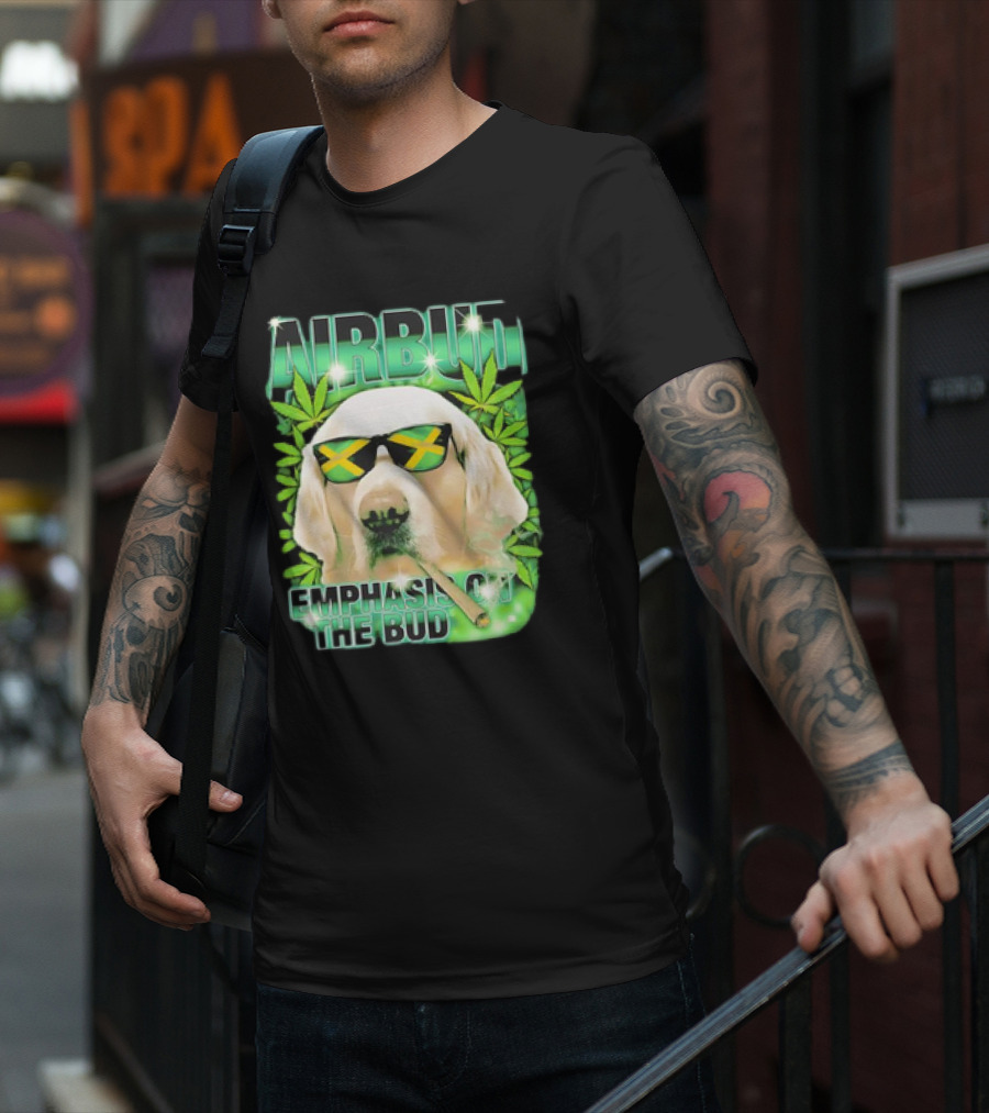 Airbud Emphasis On The Bud With Sunglasses And Cannabis Leaves T-Shirt
