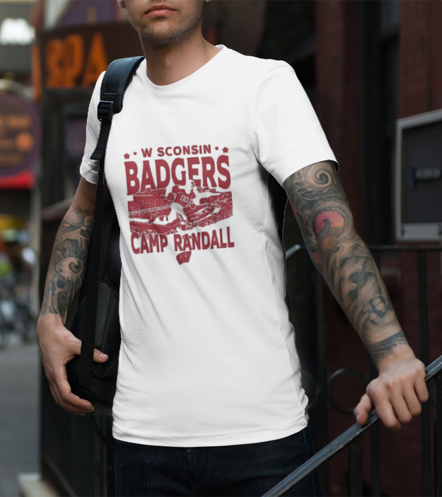 Wisconsin Badgers Camp Randall Stadium Vintage Style Football T-Shirt