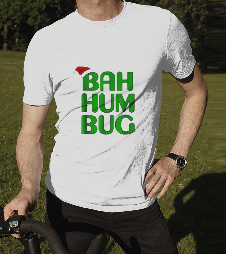 Bah Hum Bug Christmas Text With Santa Hat T-Shirt