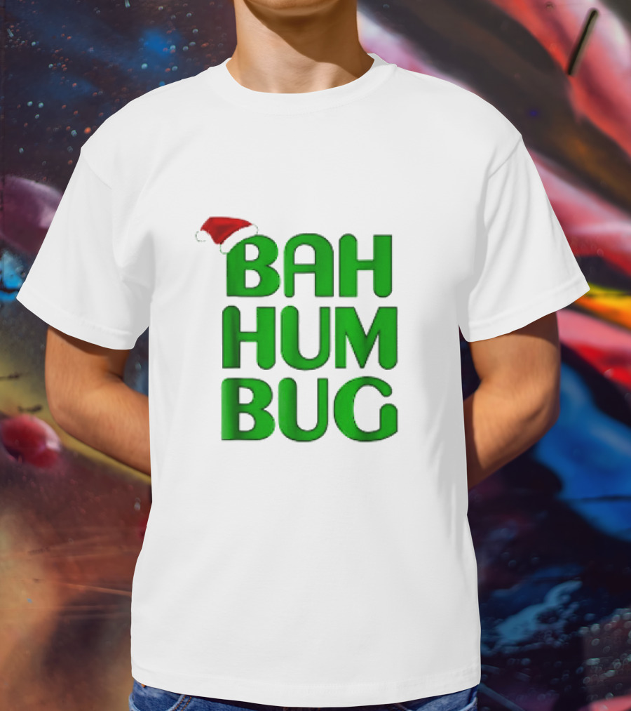 Bah Hum Bug Christmas Text With Santa Hat T-Shirt