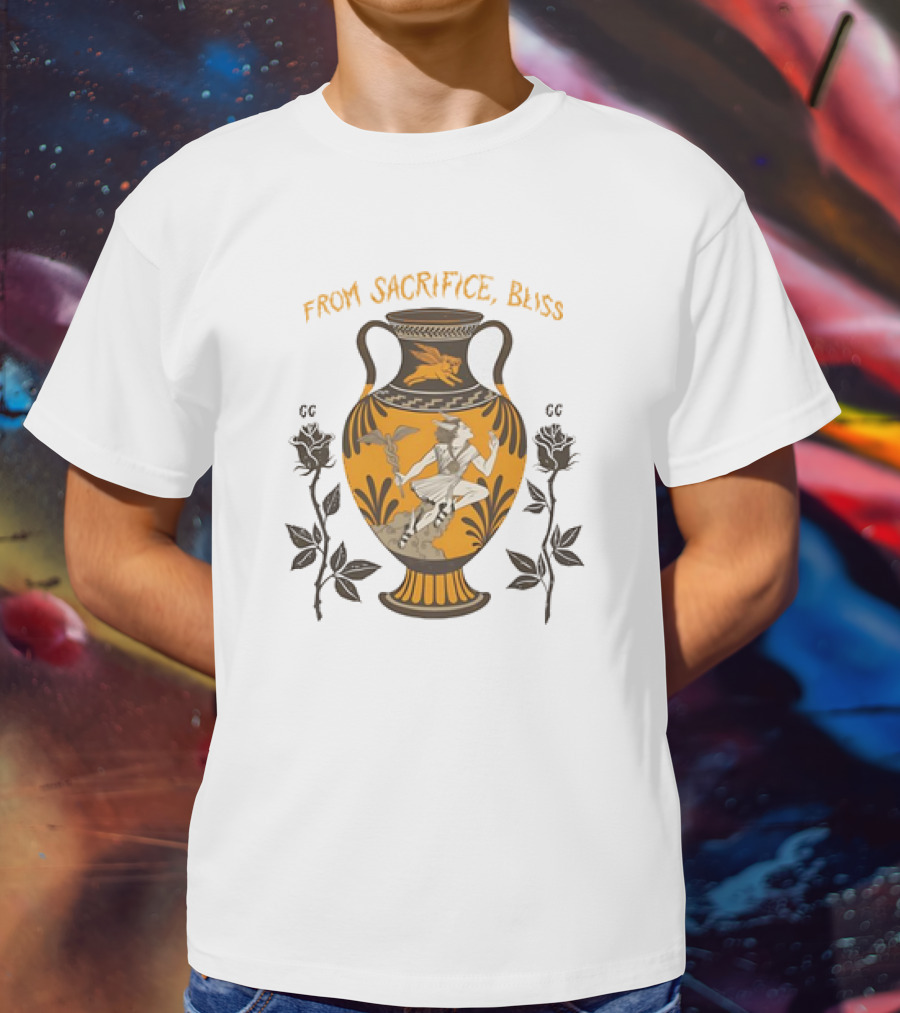 FROM SACRIFICE BLISS ANCIENT GREEK VASE HERMES AND ROSES T-Shirt