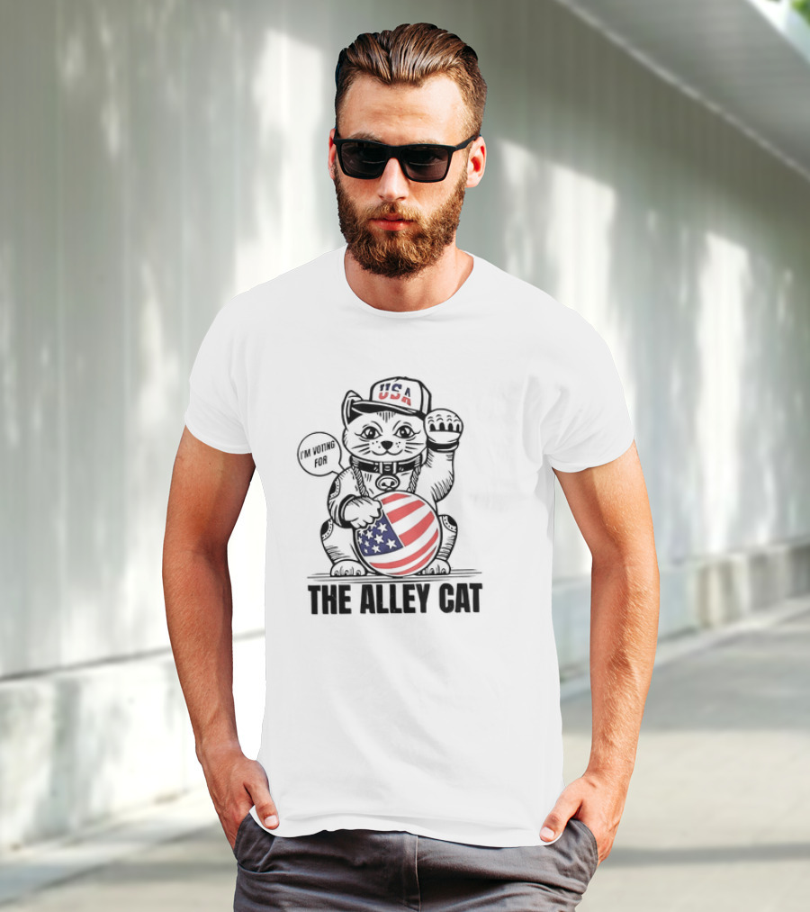 I'm Voting For The Alley Cat USA With American Flag Baseball Cap T-Shirt