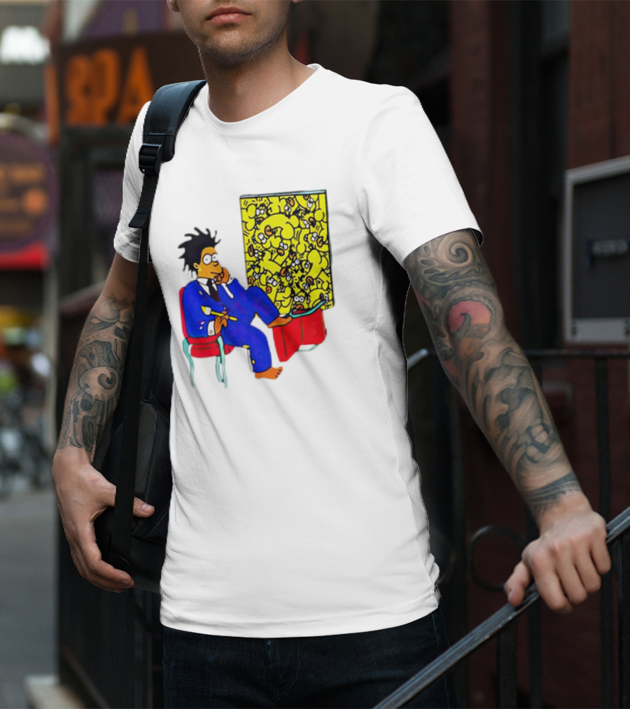 The Simpsons Jay-Z Cartoon Style Art With Basquiat Sitting On Red Chair T-Shirt