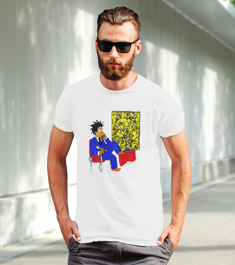 The Simpsons Jay-Z Cartoon Style Art With Basquiat Sitting On Red Chair T-Shirt