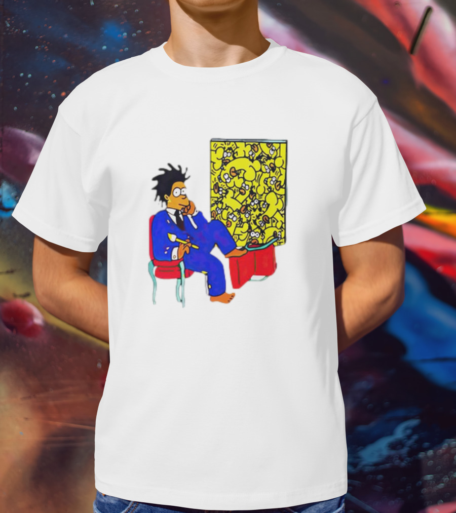 The Simpsons Jay-Z Cartoon Style Art With Basquiat Sitting On Red Chair T-Shirt