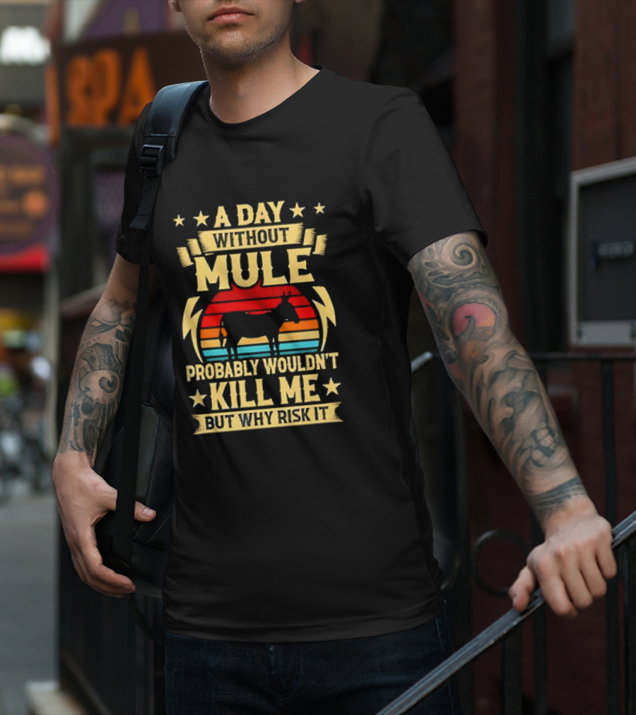 A Day Without Mule Probably Wouldn't Kill Me But Why Risk It Vintage Sunset T-Shirt