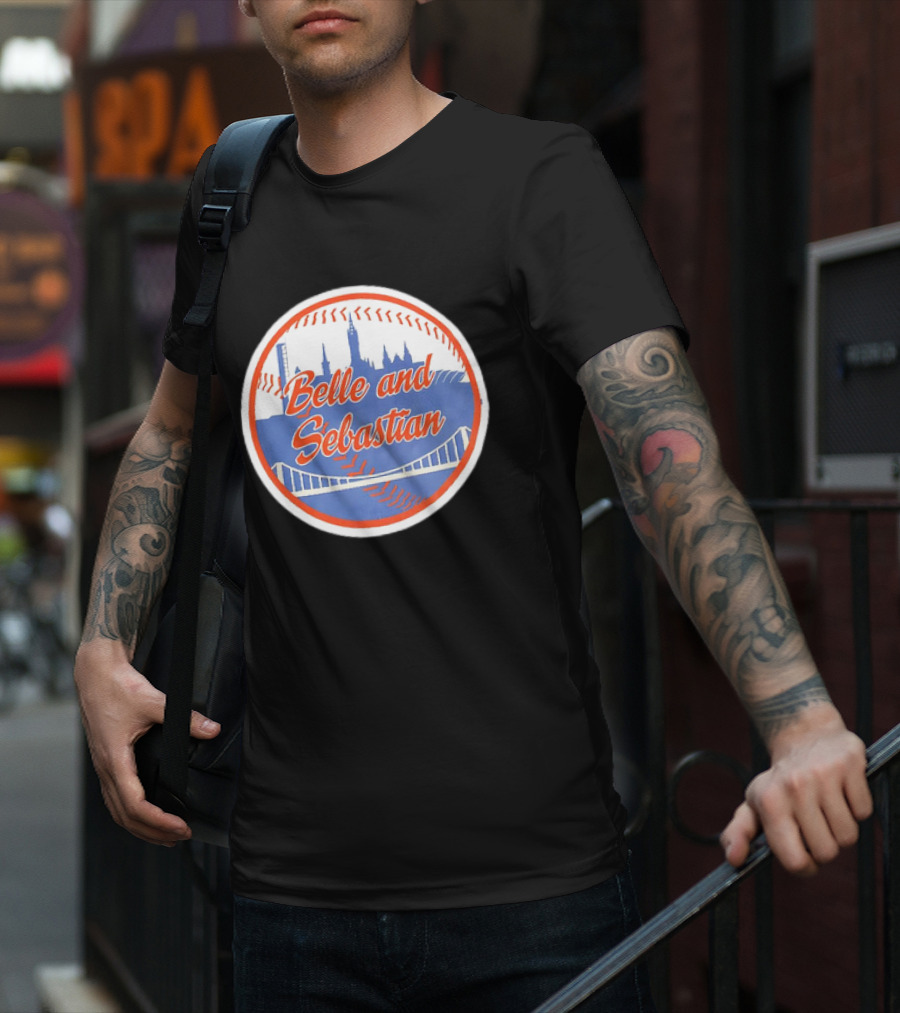 Belle And Sebastian New York Mets Skyline Baseball Bridge T-Shirt