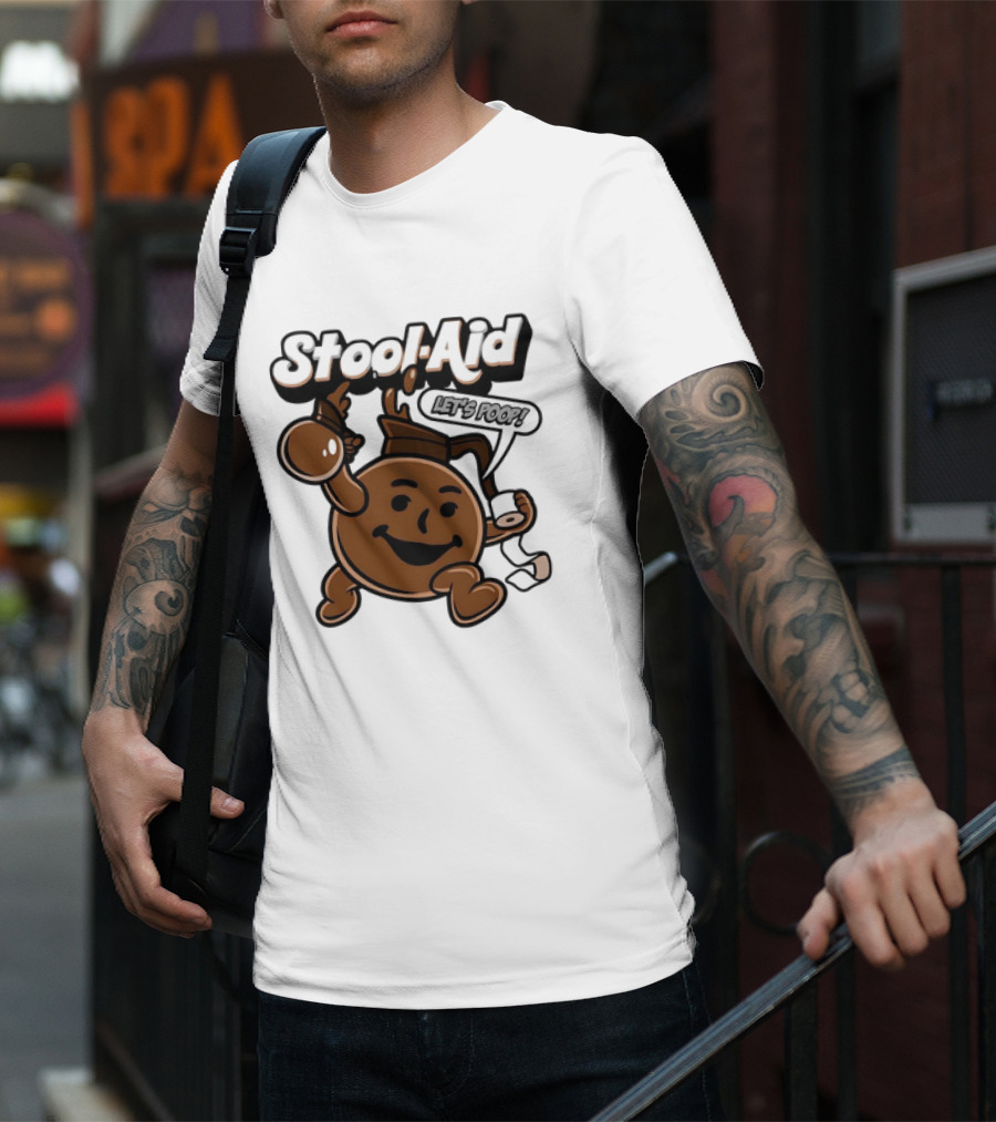 Stool-Aid Let's Poop Toilet Paper Bowl Brown Cartoon T-Shirt