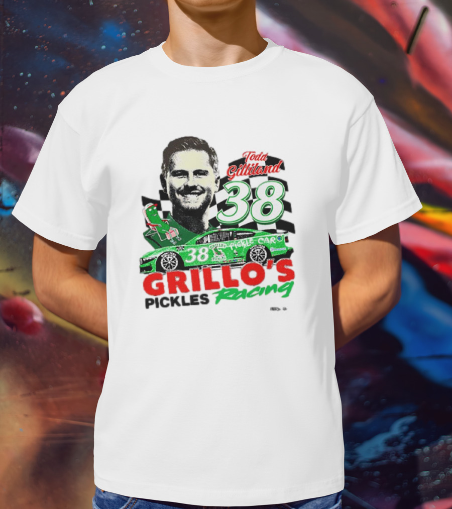 Todd Gilliland 38 Grillo's Pickles Racing Car Checkered Flag Sports T-Shirt