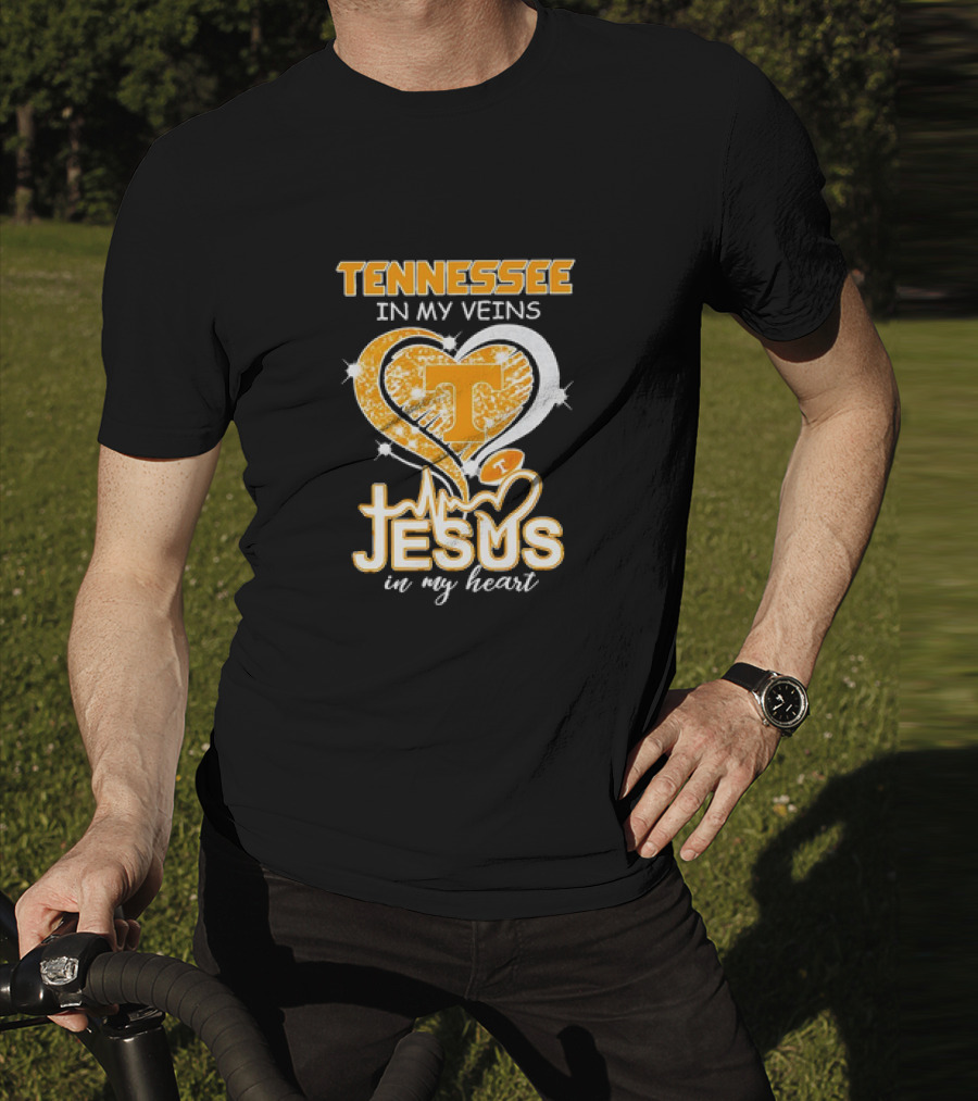 Tennessee In My Veins T Jesus In My Heart Vols Football T-Shirt