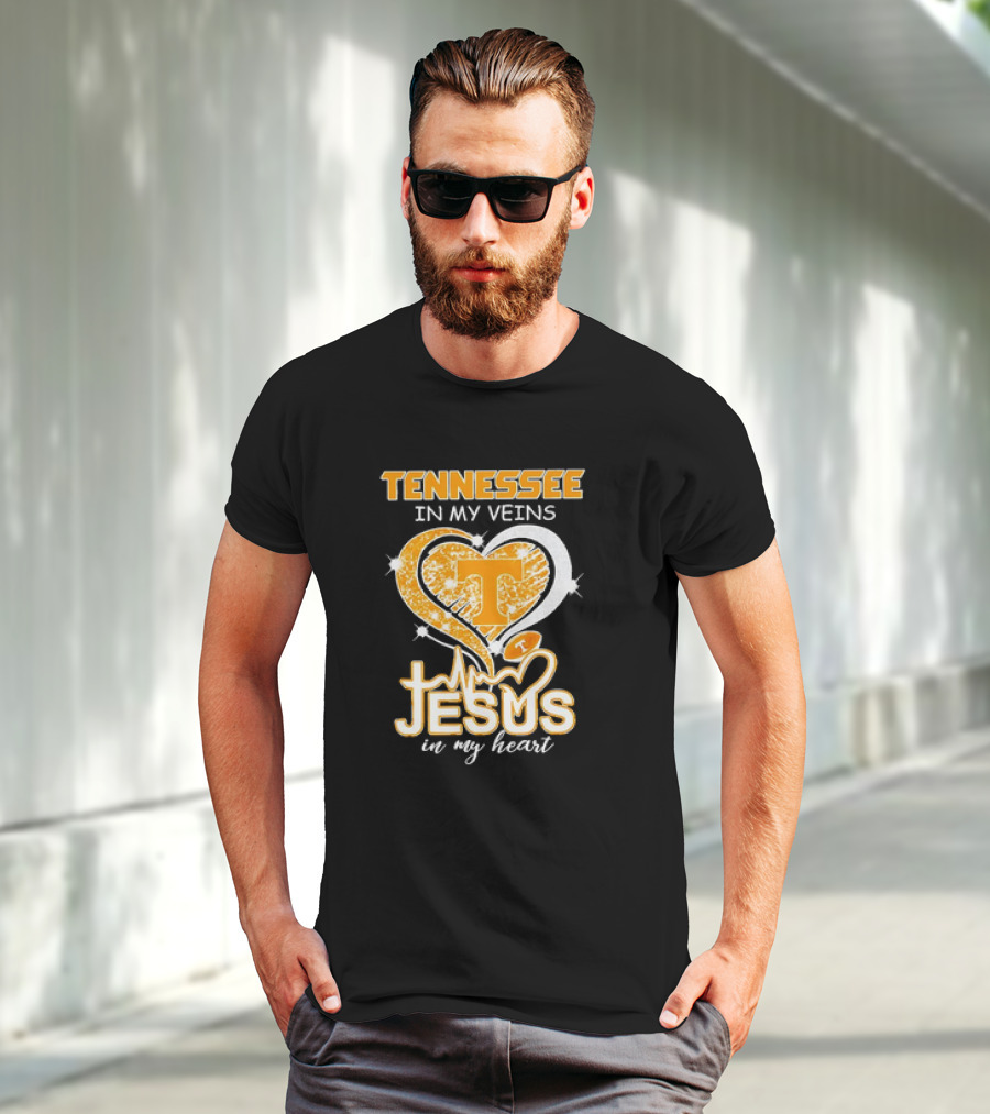 Tennessee In My Veins T Jesus In My Heart Vols Football T-Shirt