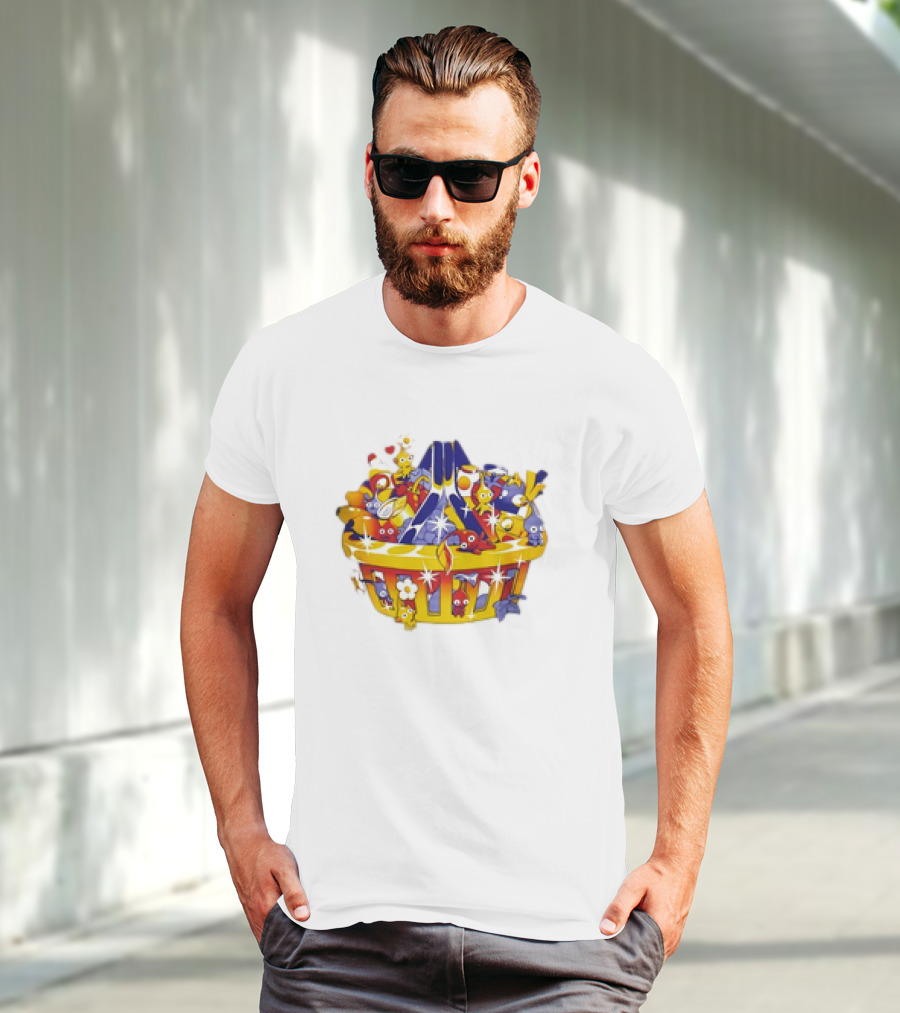 Basket Full Of Colorful Cartoon Creatures Playful And Whimsical Imagination T-Shirt
