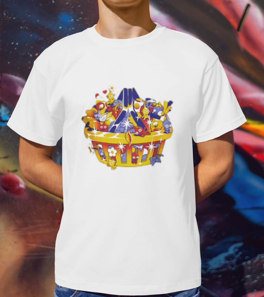 Basket Full Of Colorful Cartoon Creatures Playful And Whimsical Imagination T-Shirt
