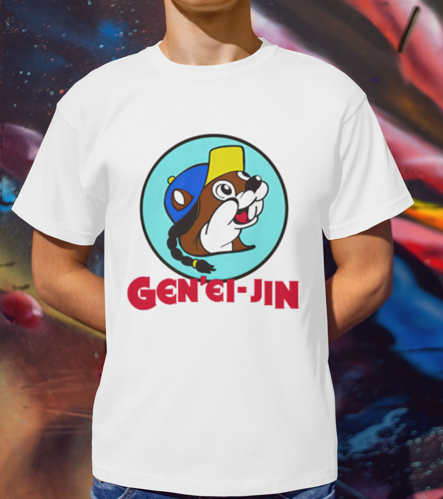 Buc-Ees Gen'ei-Jin Cap-Wearing Beaver Circle T-Shirt