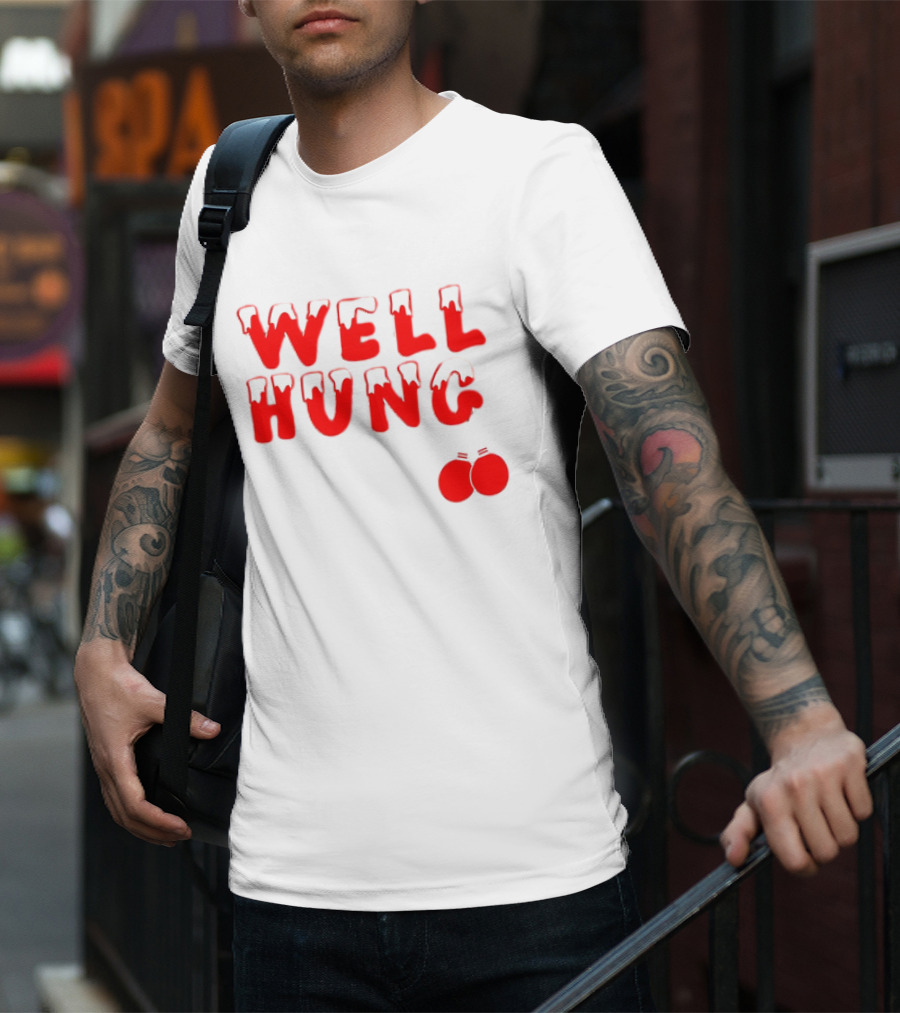 Well Hung Red Christmas Balls Snow-Capped Letters T-Shirt
