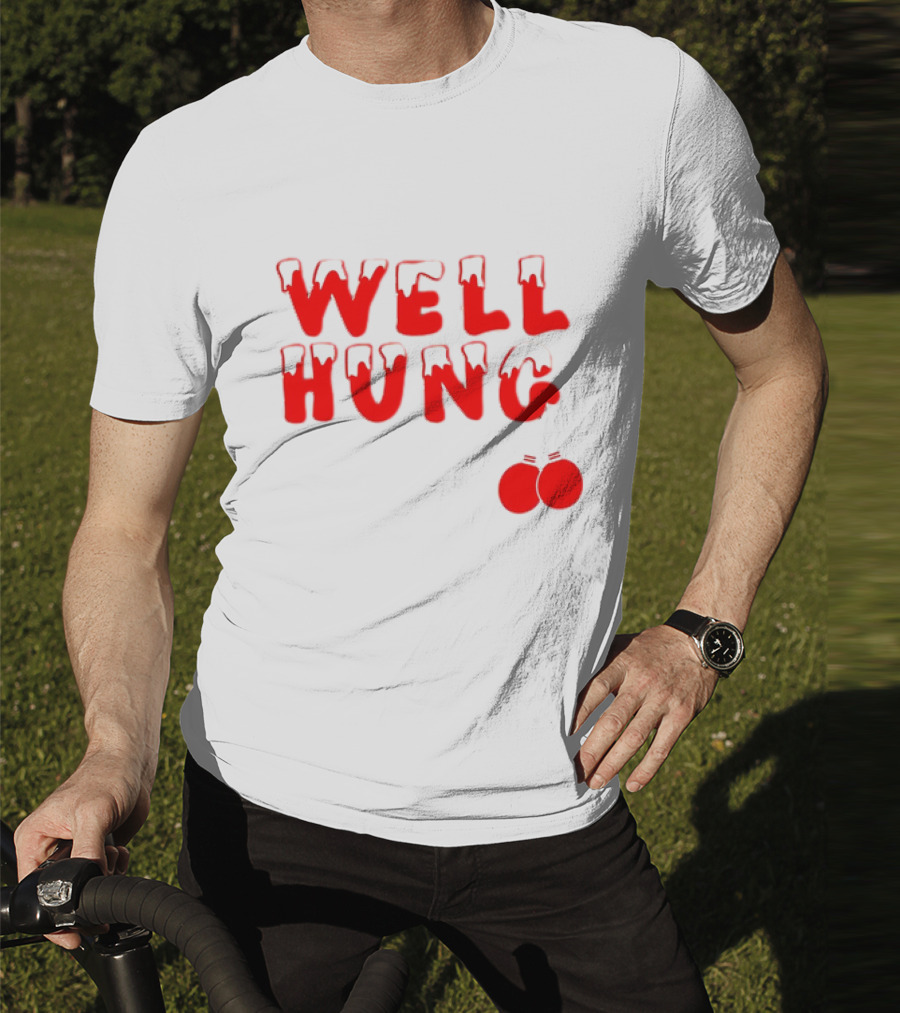Well Hung Red Christmas Balls Snow-Capped Letters T-Shirt