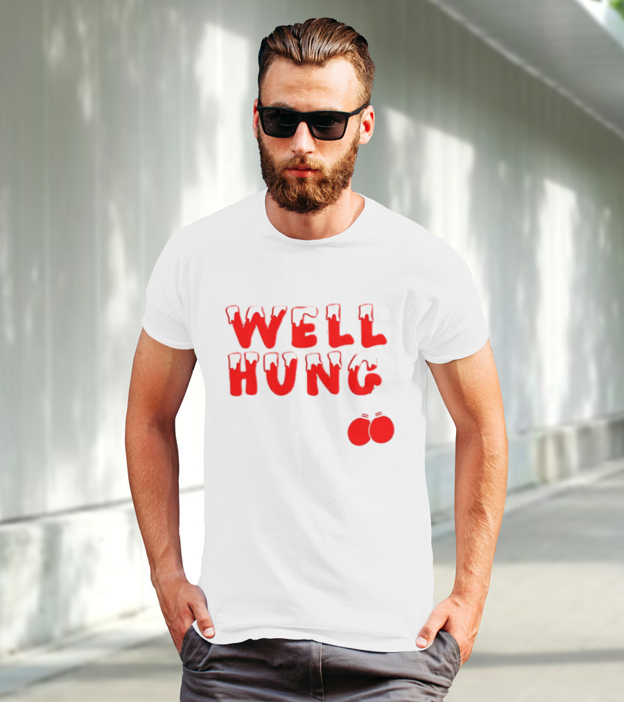Well Hung Red Christmas Balls Snow-Capped Letters T-Shirt
