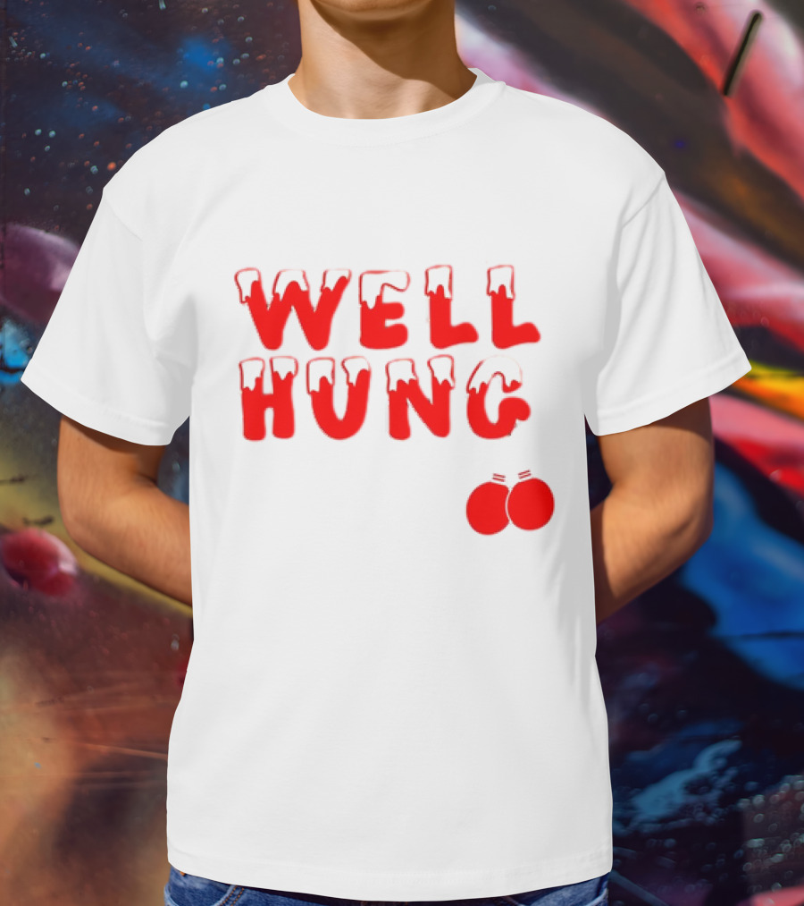 Well Hung Red Christmas Balls Snow-Capped Letters T-Shirt