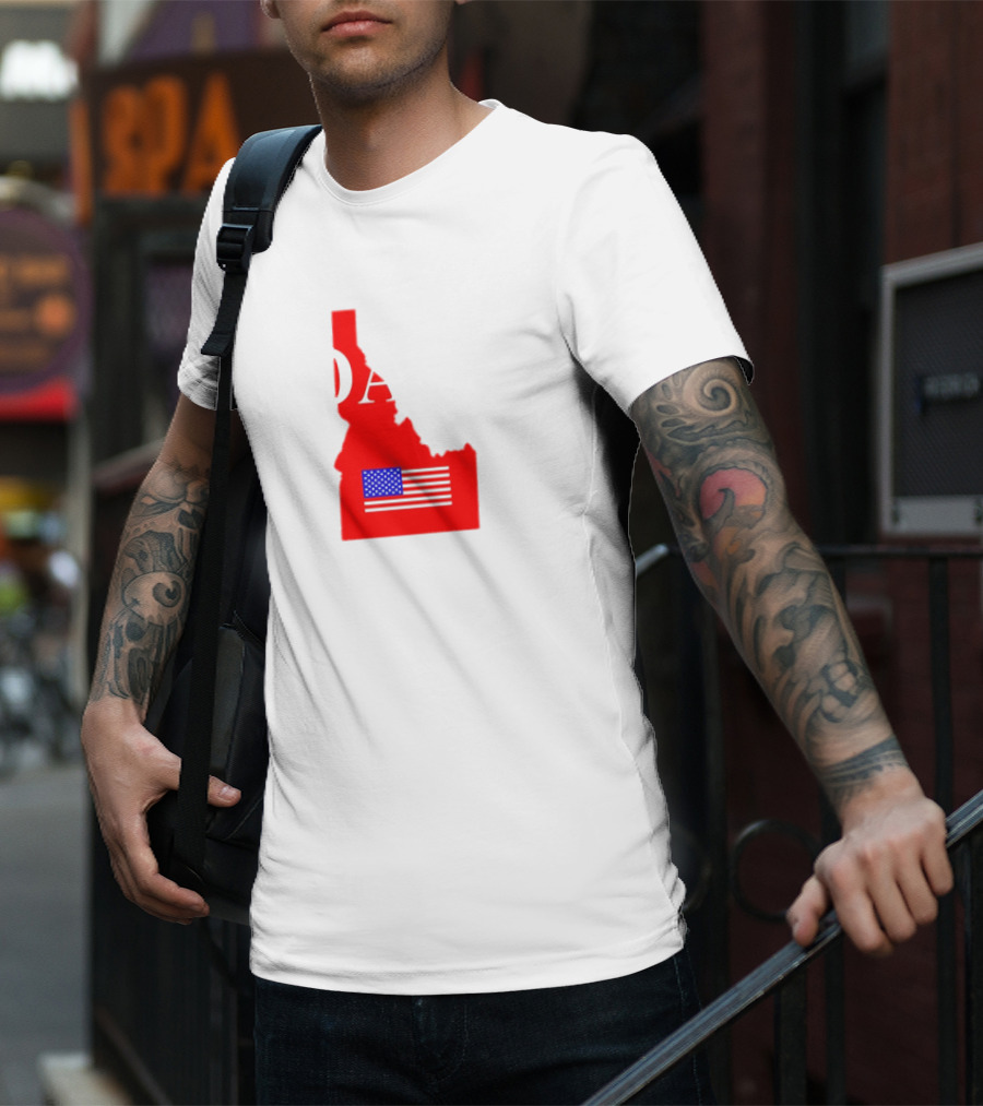 Don’t California My Idaho Red State Outline With American Flag T-Shirt
