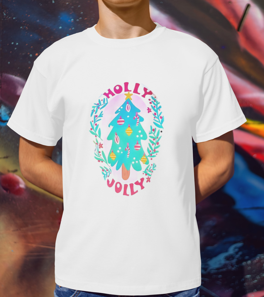 Holly Jolly Christmas Tree With Ornaments And Foliage T-Shirt