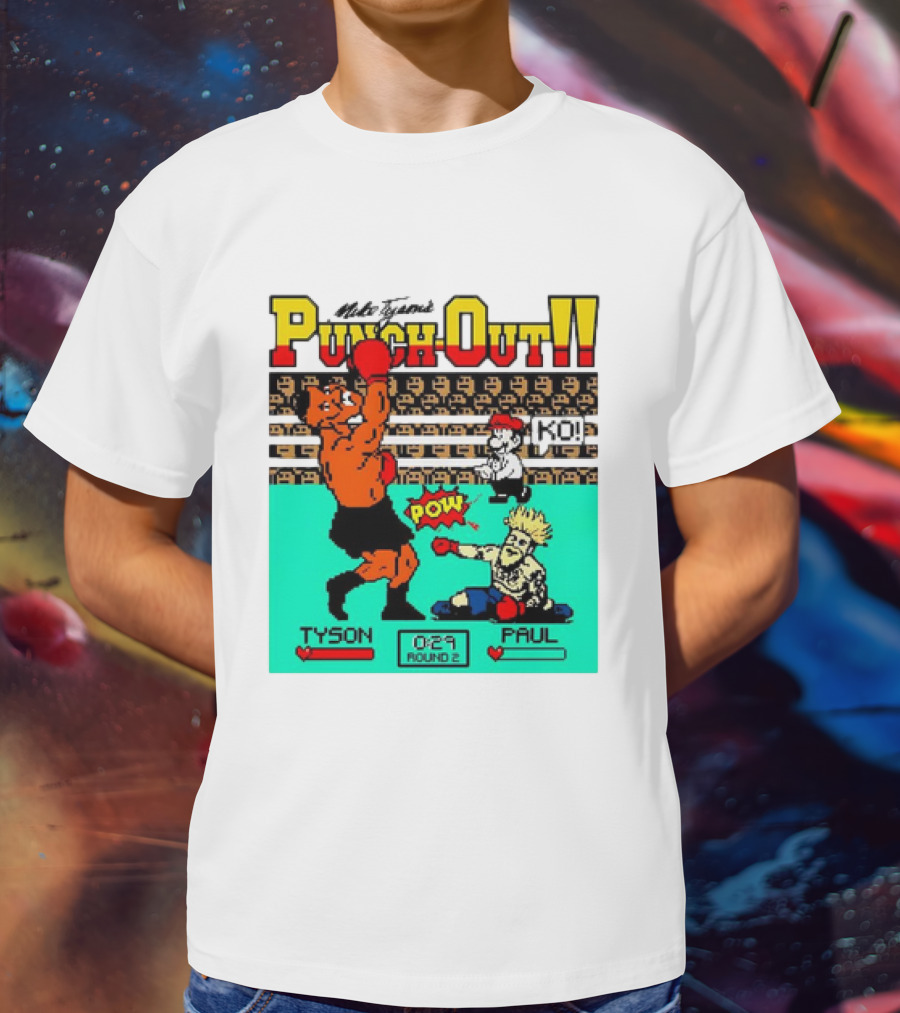Mike Tyson’s Punch-Out KO Tyson POW Paul Round 2 Retro Game Boxing Match T-Shirt