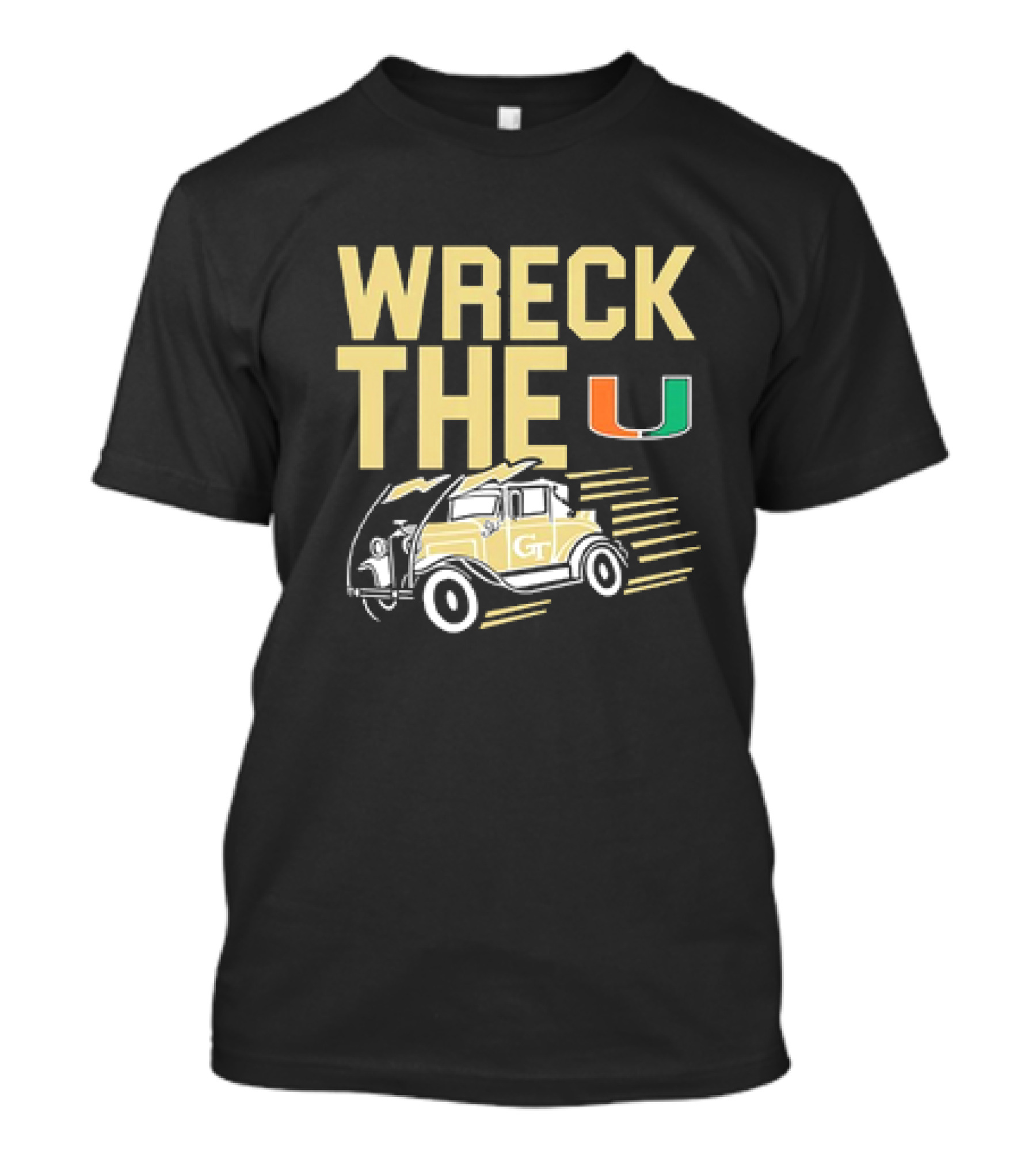 Wreck The U Georgia Tech Yellow Jackets GT Vintage Car Miami T-Shirt