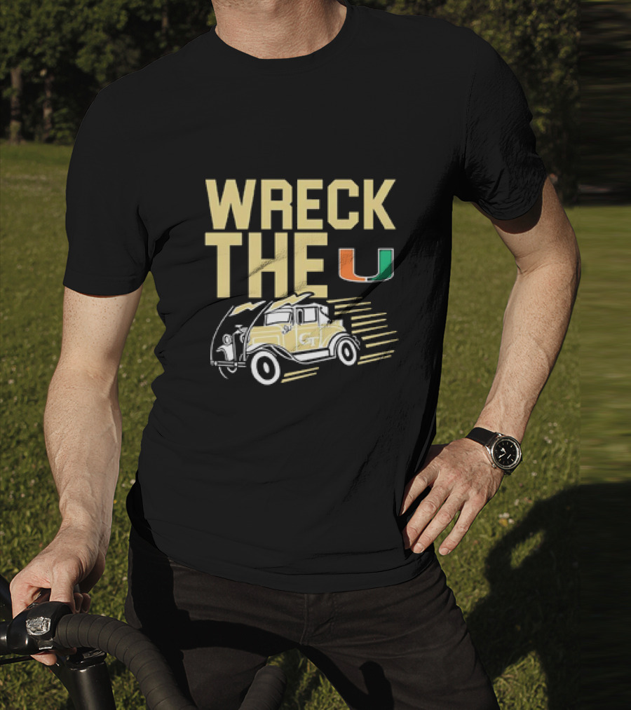 Wreck The U Georgia Tech Yellow Jackets GT Vintage Car Miami T-Shirt