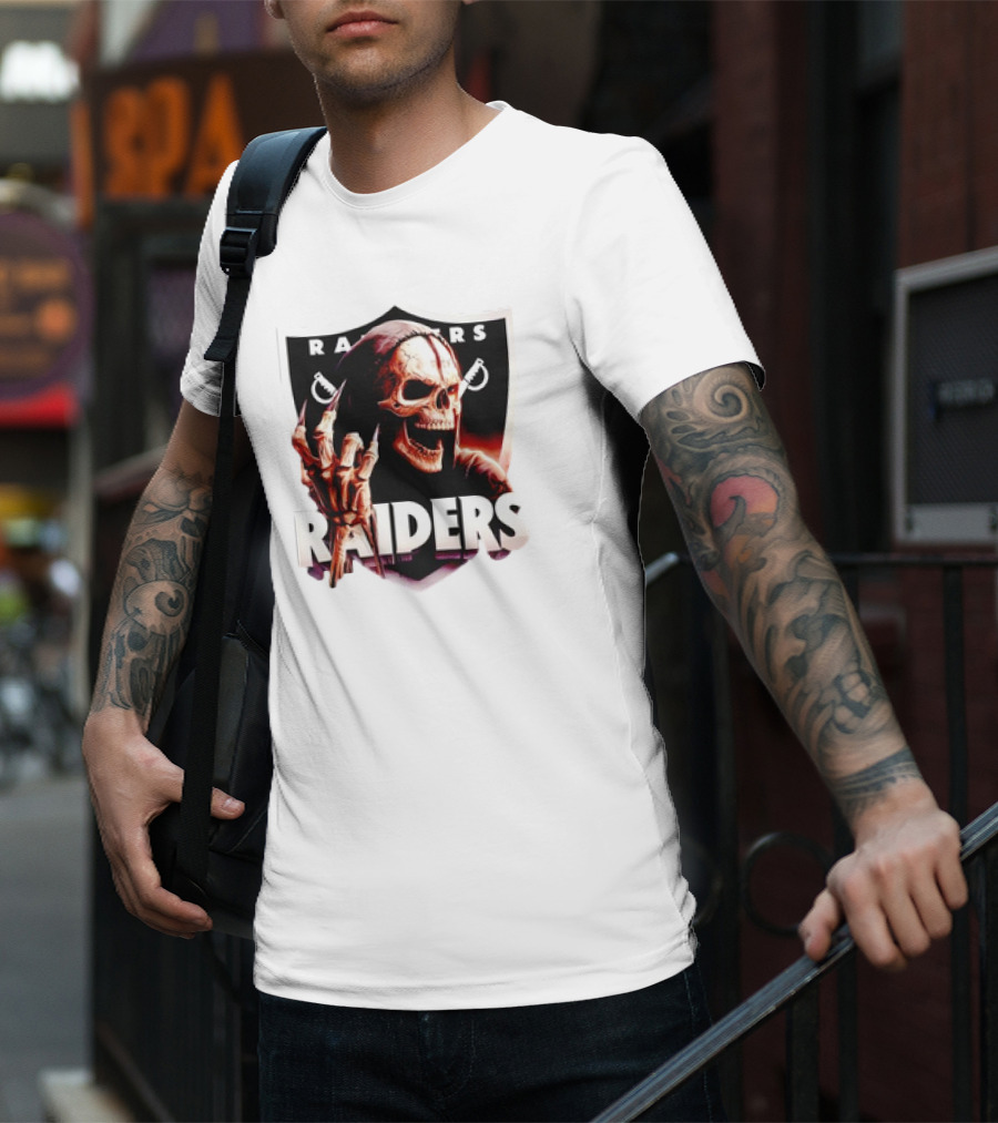 Skeleton Raiders Shield With Crossed Swords T-Shirt