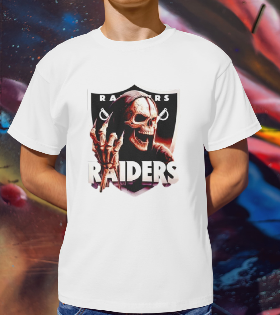 Skeleton Raiders Shield With Crossed Swords T-Shirt